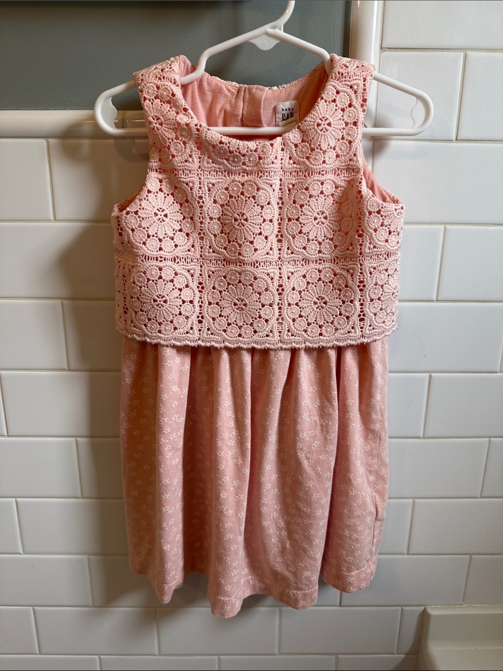 BabyGap size 4 Girls Pink Crochet Bodice Dress - Sleeveless Summer Dress